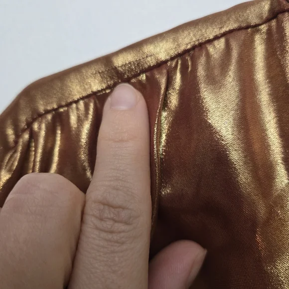 Anthropologie Copper Bronze Metallic Foil Blouse Size M - Picture 10 of 12